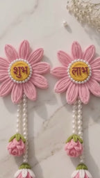 Handcrafted Crochet Shubh Labh Flower Toran X2 – Festive Door Hanging